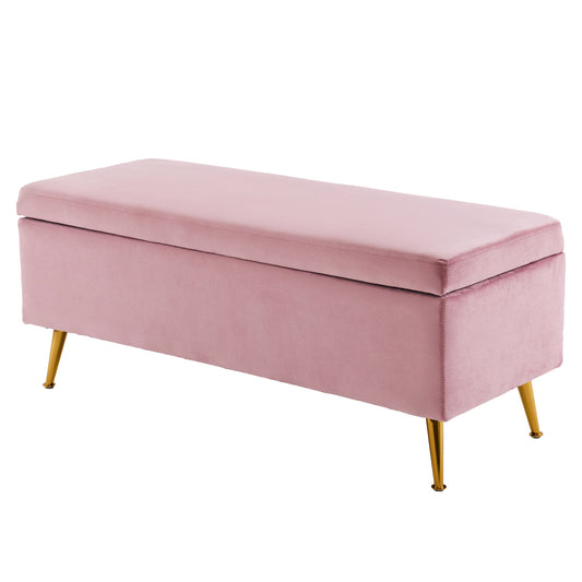 Storage Ottoman Stool Bench Seat 110cm Velvet PINK - TRENDZ