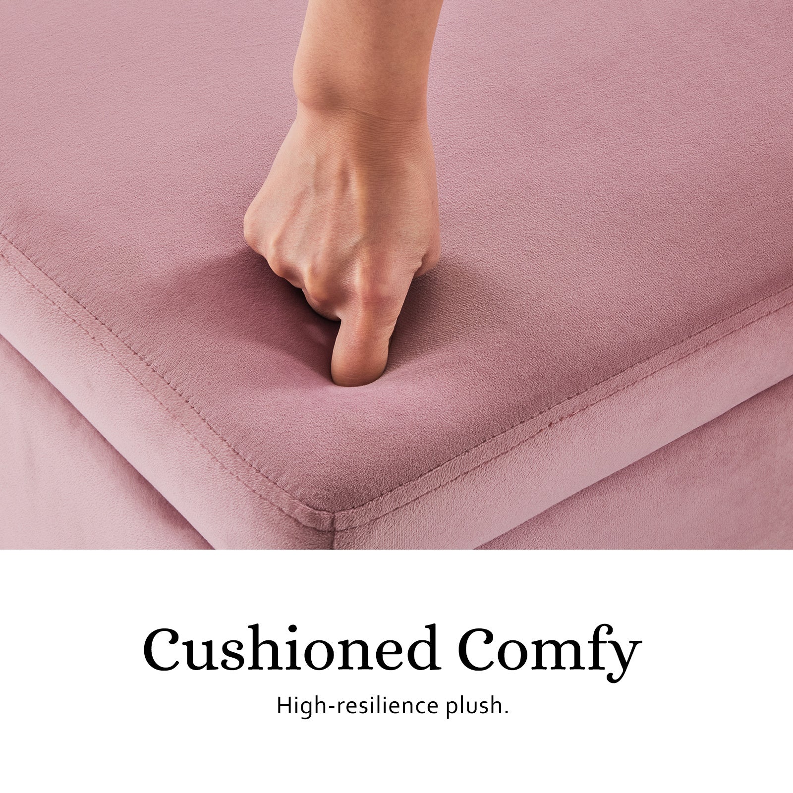 Storage Ottoman Stool Bench Seat 110cm Velvet PINK - TRENDZ