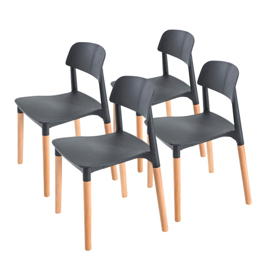 4X Retro Belloch Stackable Dining Cafe Chair BLACK - TRENDZ