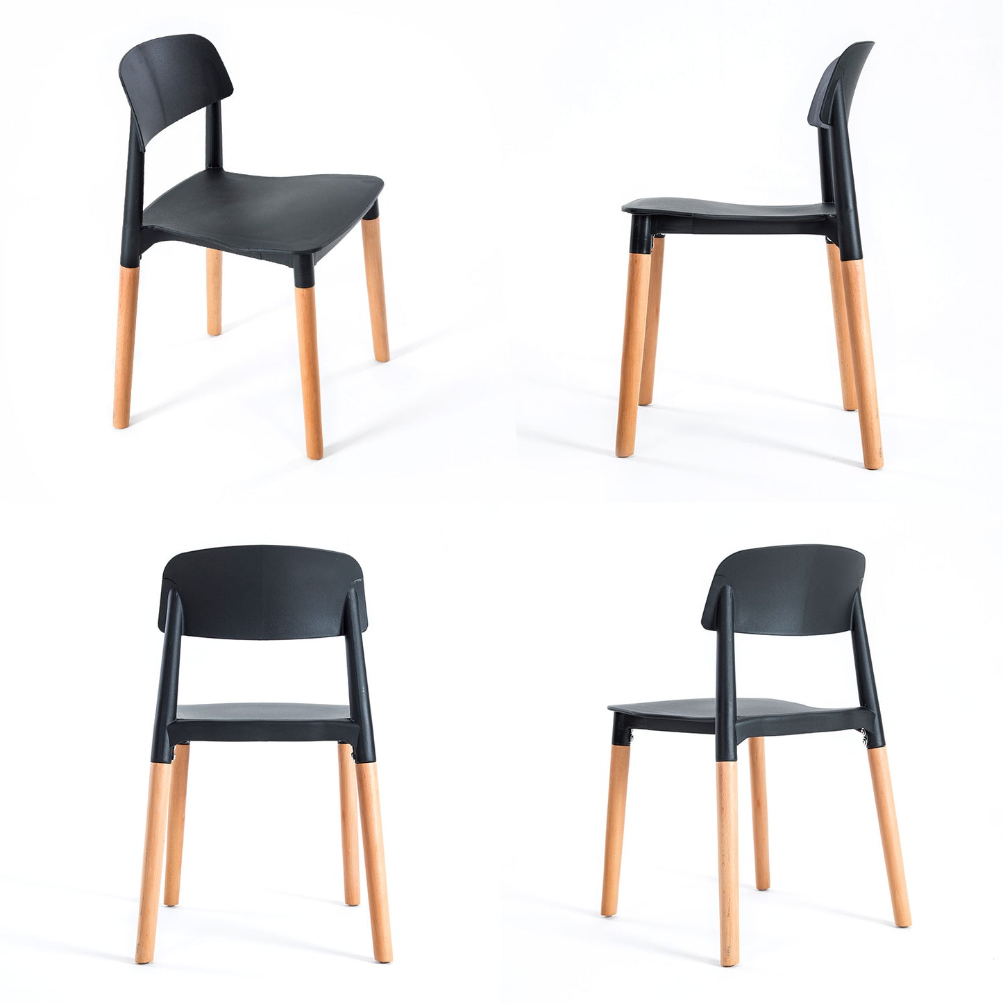4X Retro Belloch Stackable Dining Cafe Chair BLACK - TRENDZ