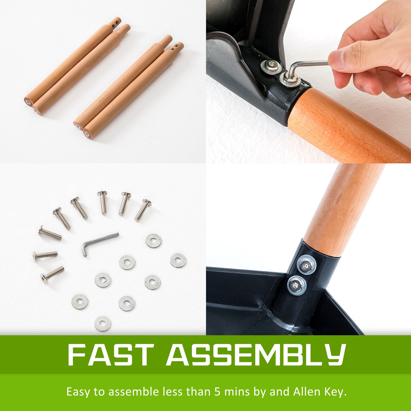 4X Retro Belloch Stackable Dining Cafe Chair BLACK - TRENDZ