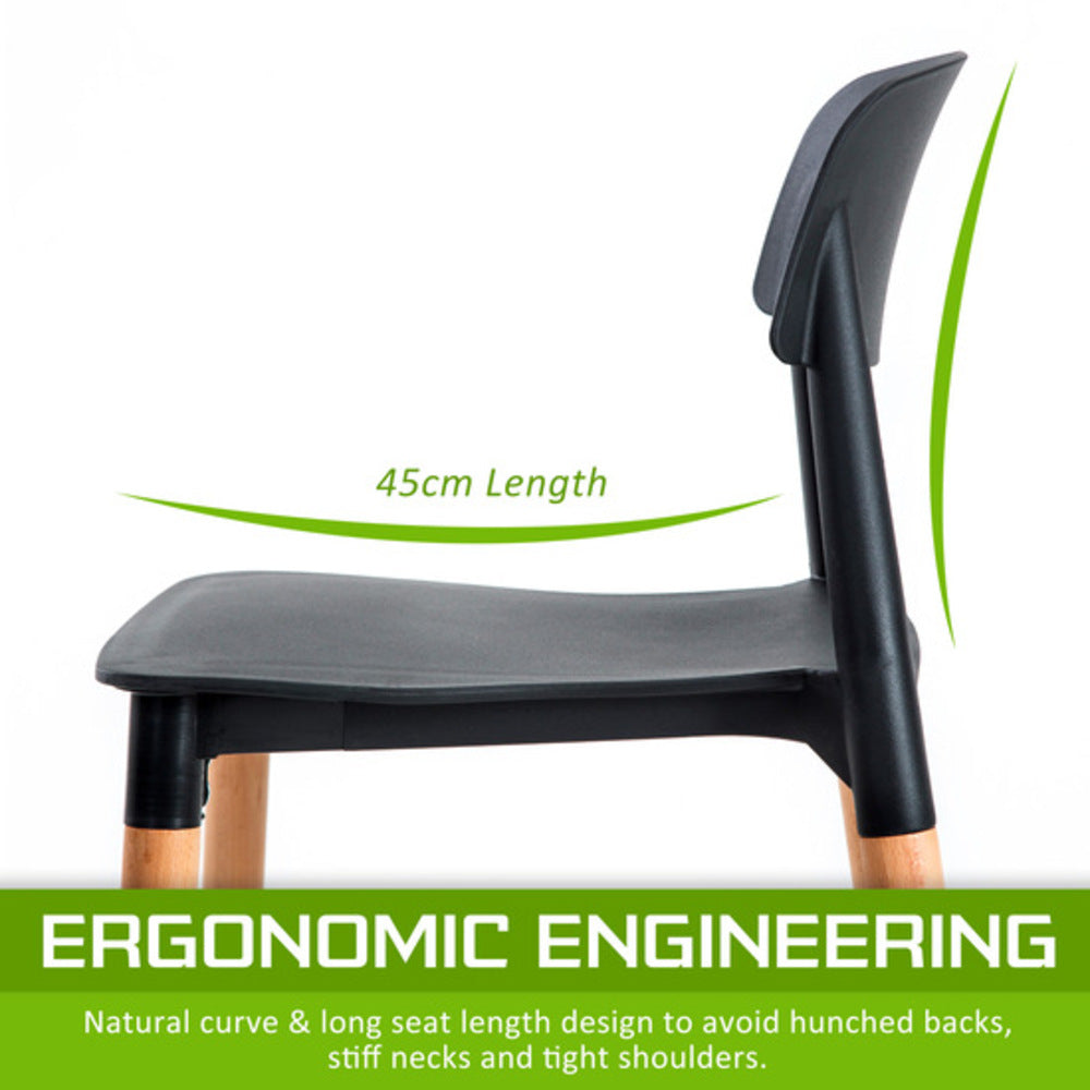 4X Retro Belloch Stackable Dining Cafe Chair BLACK - TRENDZ