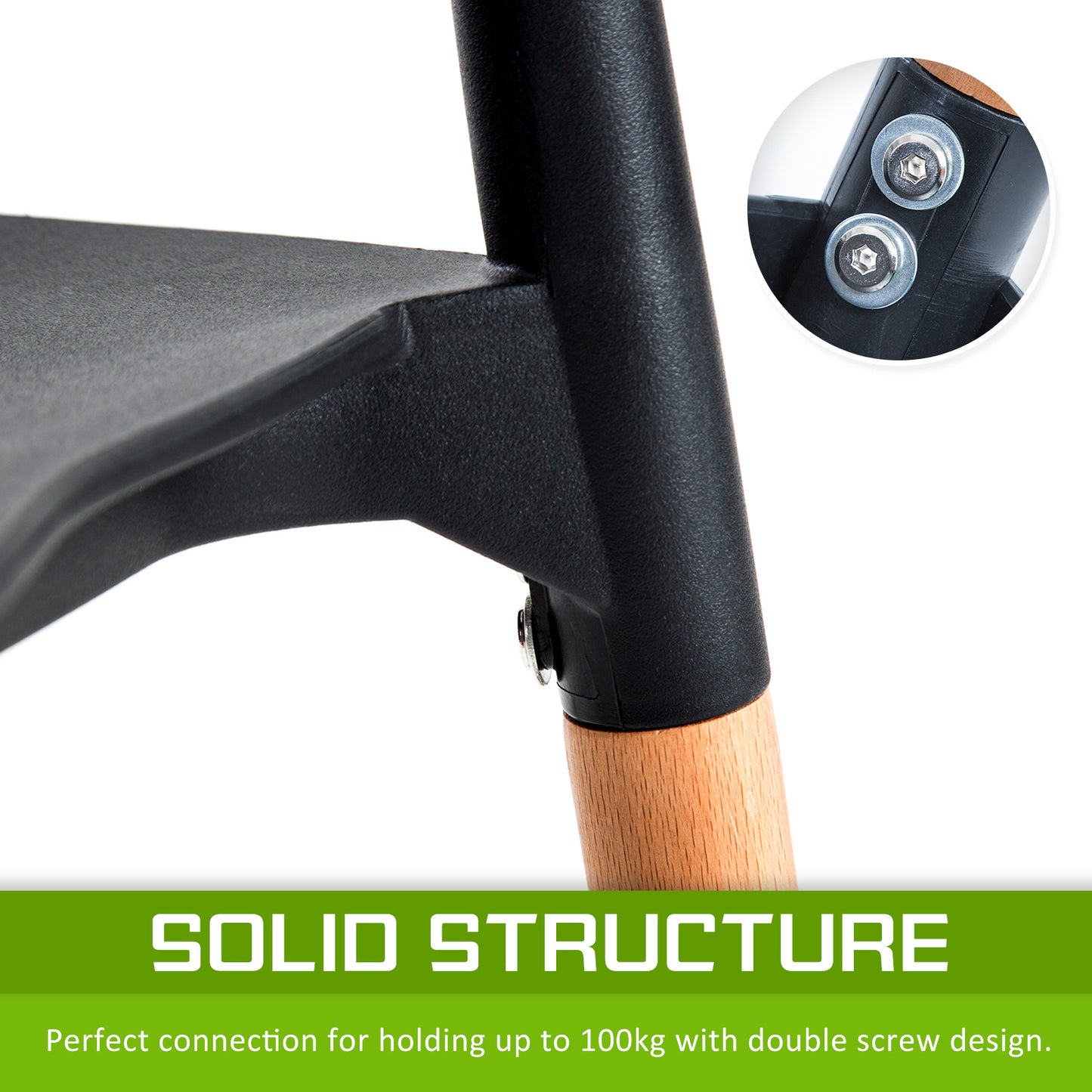 4X Retro Belloch Stackable Dining Cafe Chair BLACK - TRENDZ