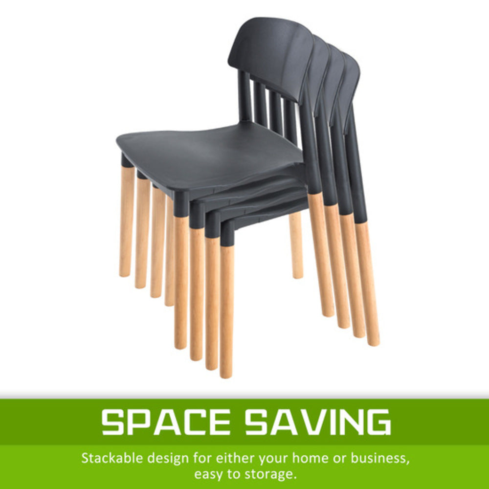4X Retro Belloch Stackable Dining Cafe Chair BLACK - TRENDZ