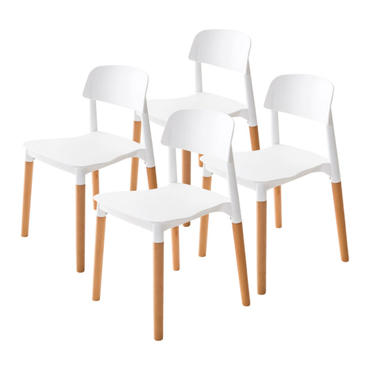 4X Retro Belloch Stackable Dining Cafe Chair WHITE - TRENDZ