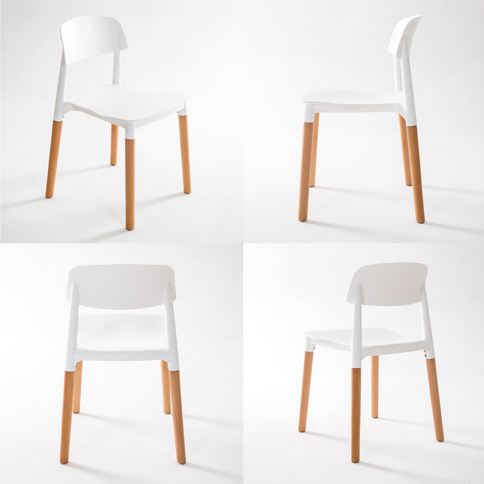 4X Retro Belloch Stackable Dining Cafe Chair WHITE - TRENDZ