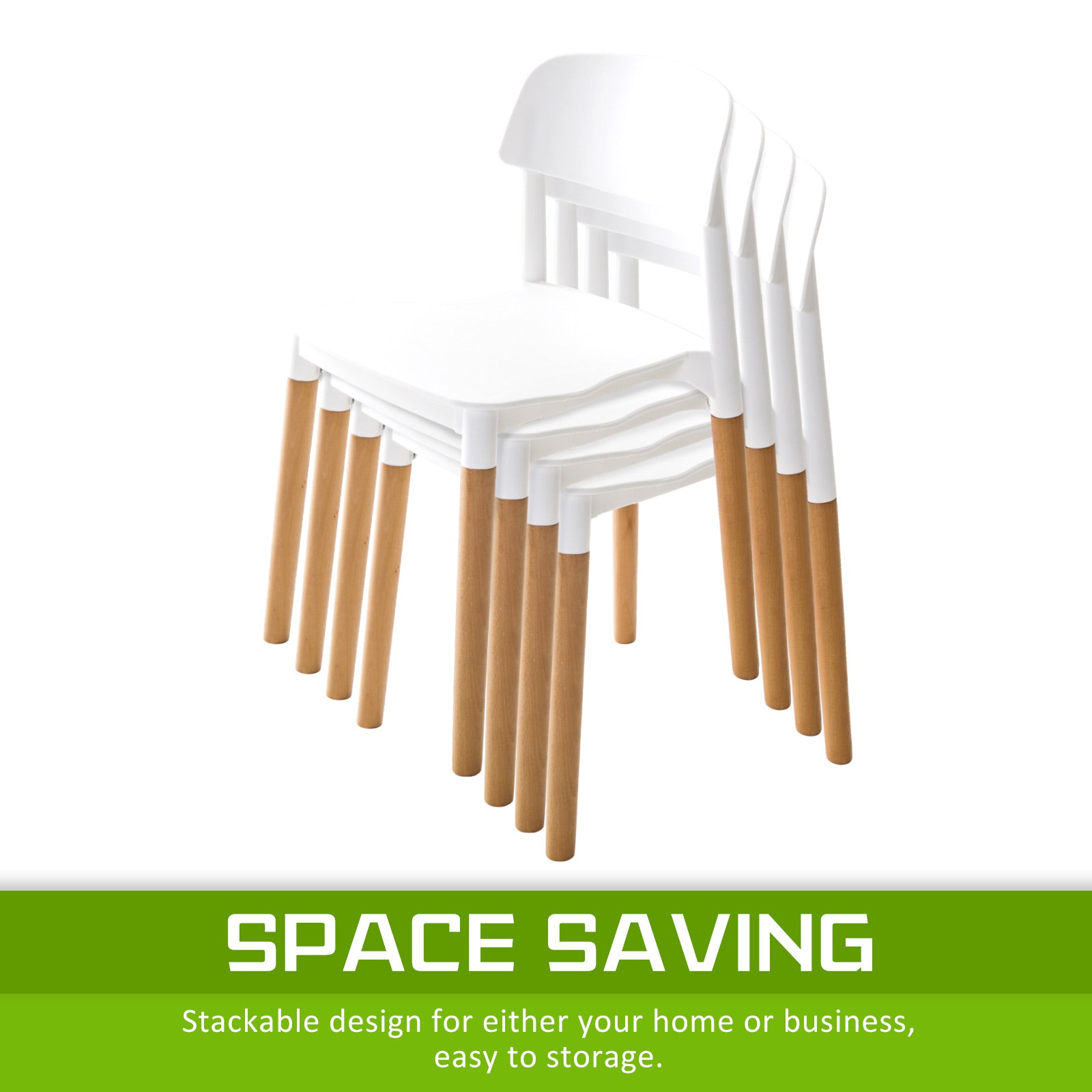 4X Retro Belloch Stackable Dining Cafe Chair WHITE - TRENDZ