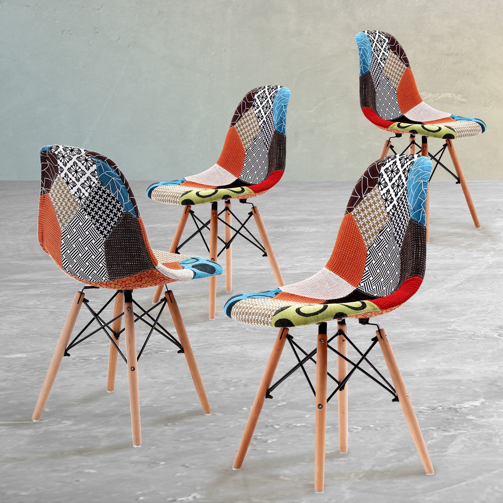 4X Retro Dining Cafe Chair DSW MULTI COLOUR - TRENDZ
