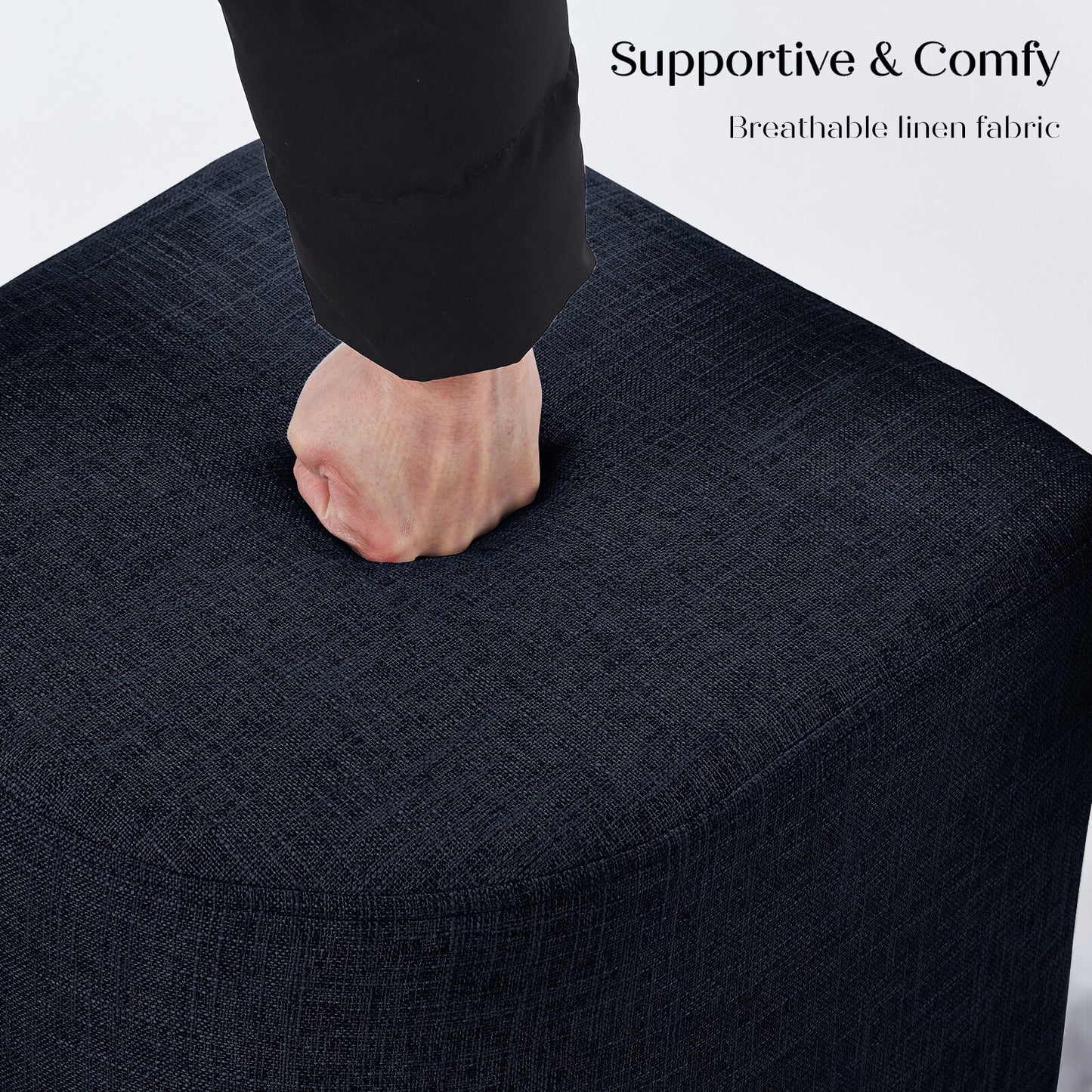 3 Piece Set Coffee Table & Ottoman Wood Side End Table Industrial - Black