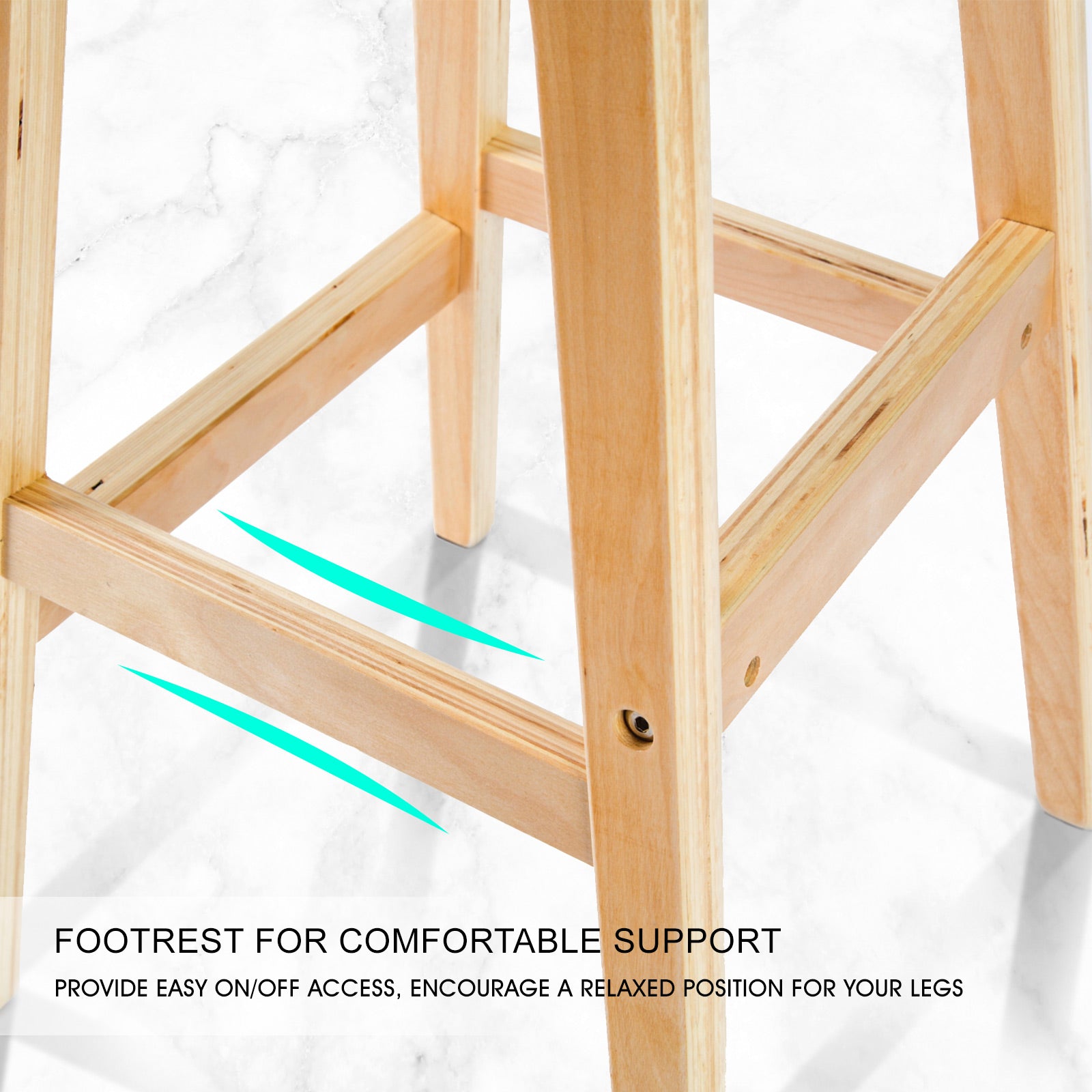 4X Wooden Bar Stool Dining Chair Fabric SOPHIA 74cm GREY - TRENDZ