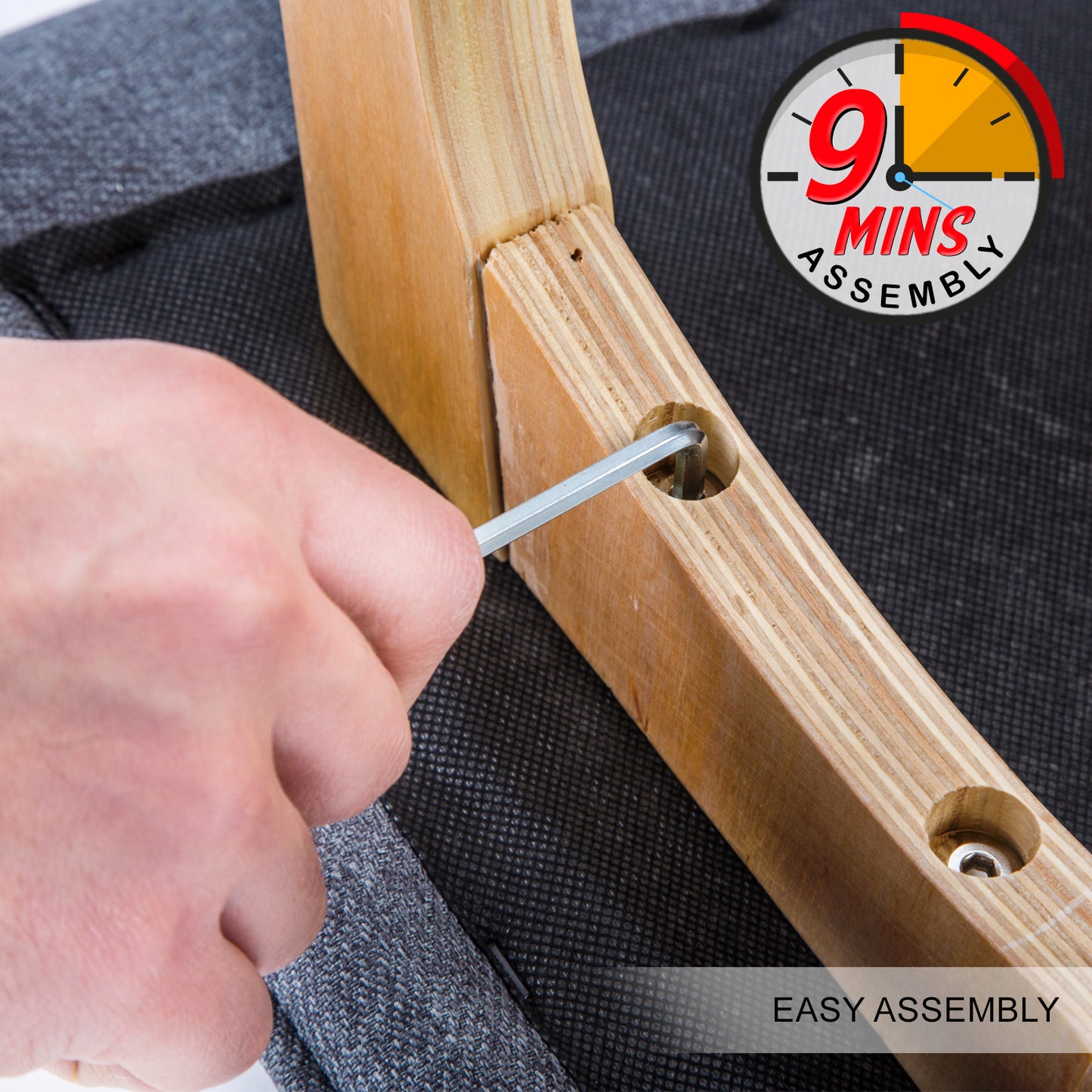 4X Wooden Bar Stool Dining Chair Fabric SOPHIA 74cm GREY - TRENDZ