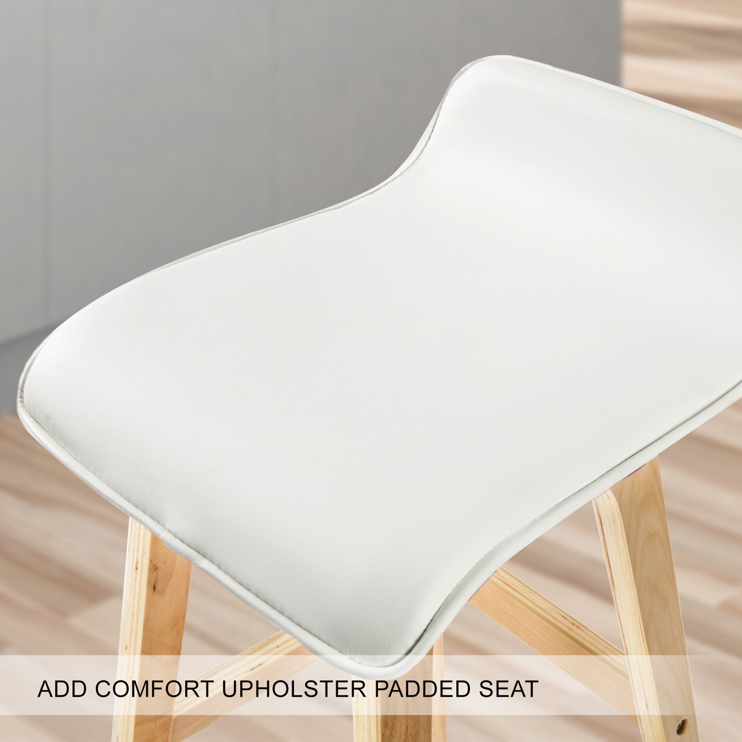 4X Wooden Bar Stool Dining Chair Leather SOPHIA 74cm WHITE - TRENDZ