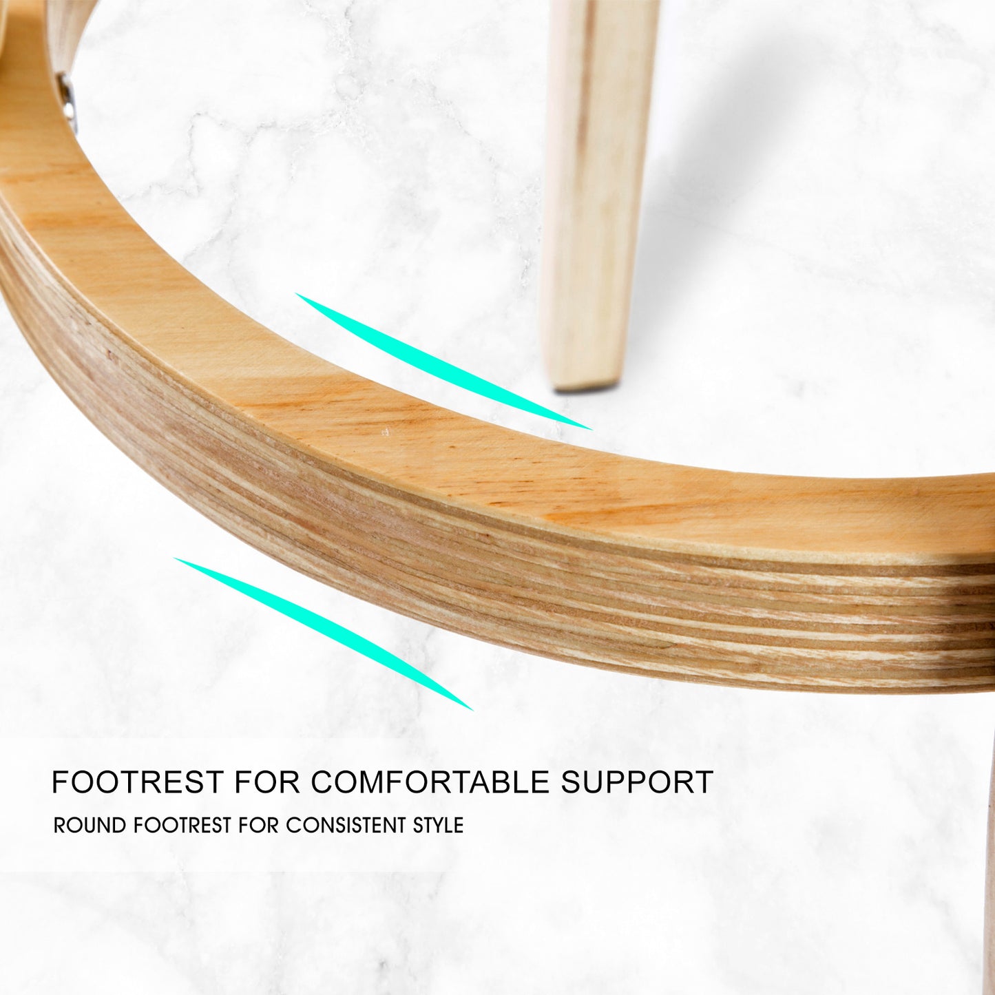 4X Wooden Bar Stool Dining Chair Leather LEILA 72cm BLACK - TRENDZ