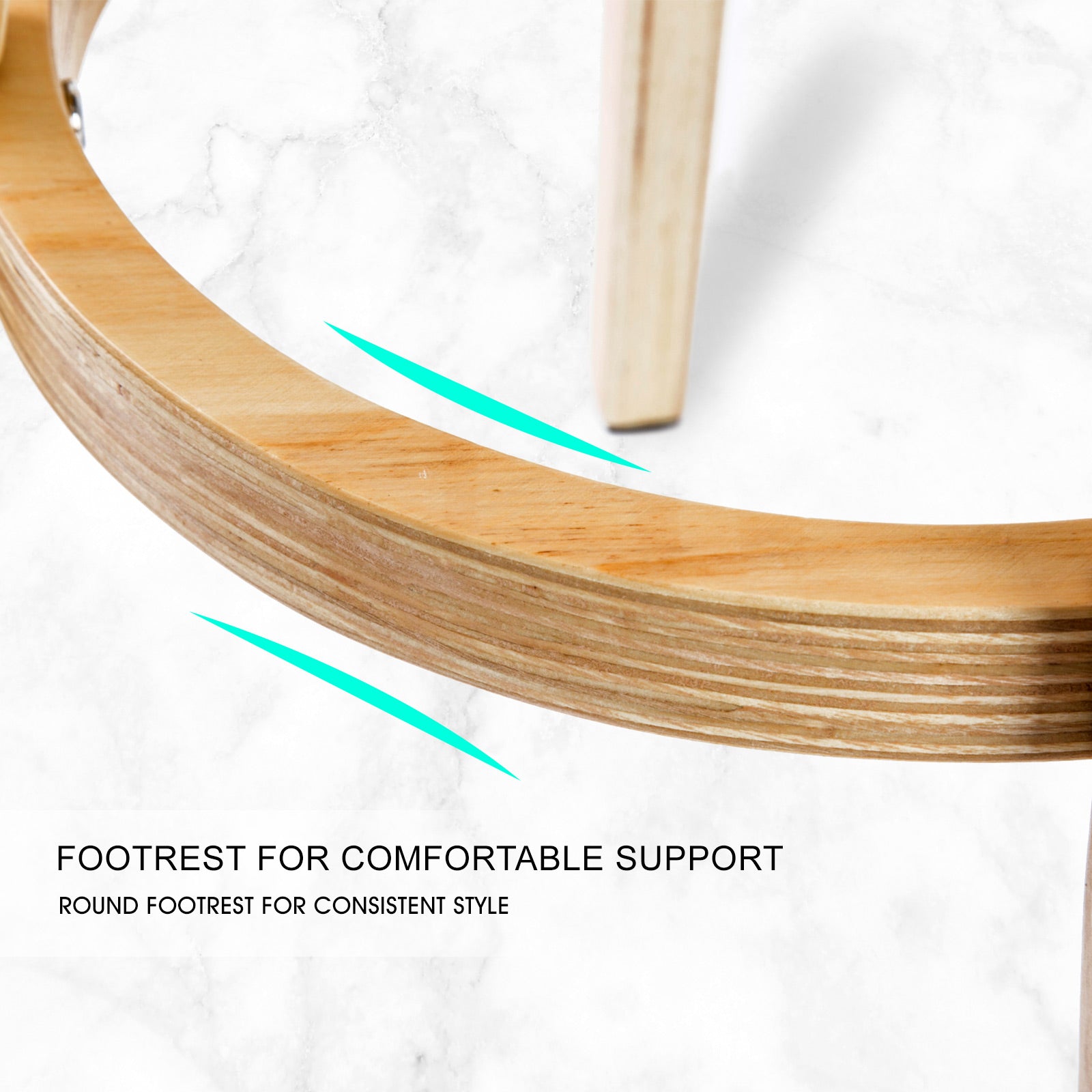 4X Wooden Bar Stool Dining Chair Leather LEILA 72cm BLACK - TRENDZ