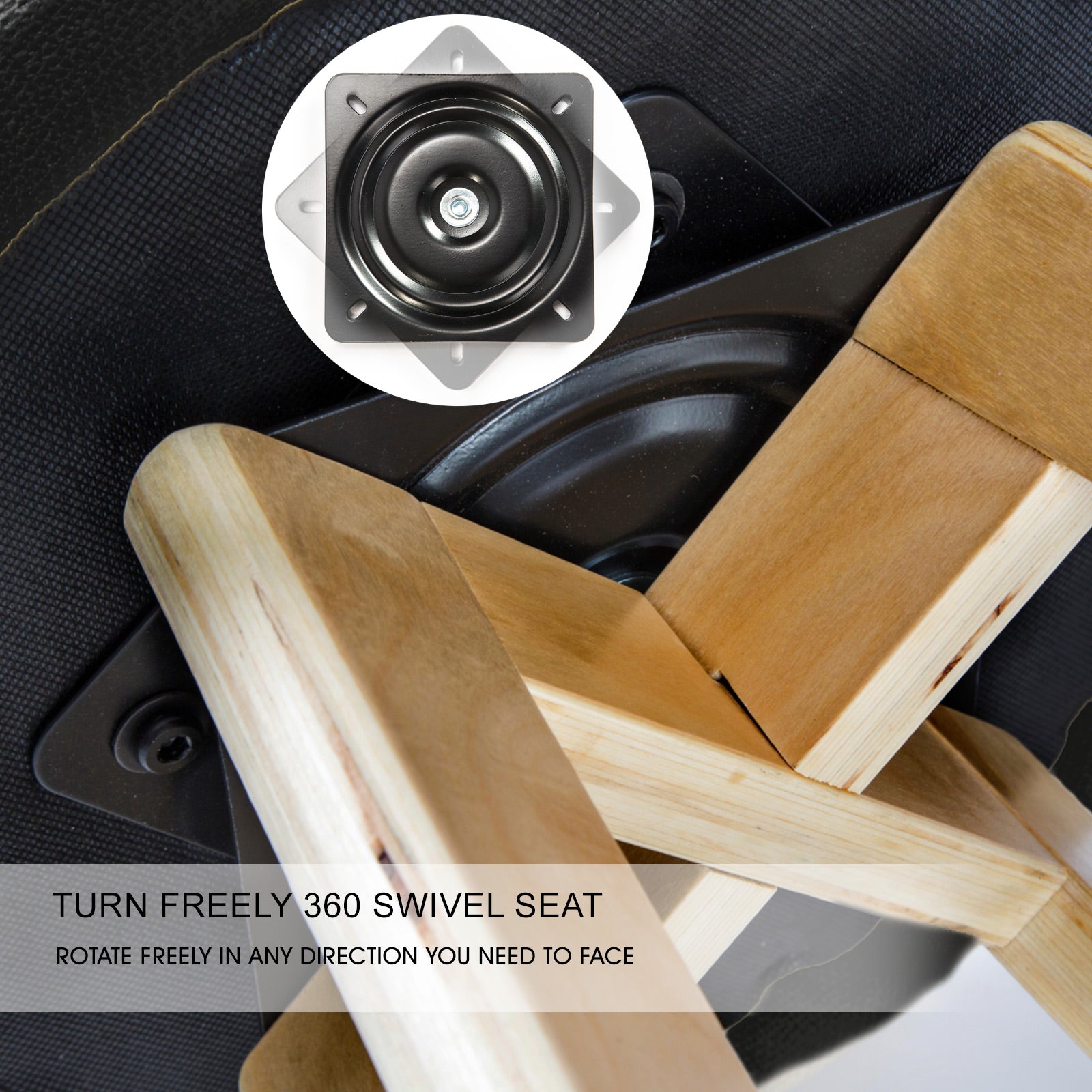 4X Wooden Bar Stool Dining Chair Leather LEILA 72cm BLACK - TRENDZ