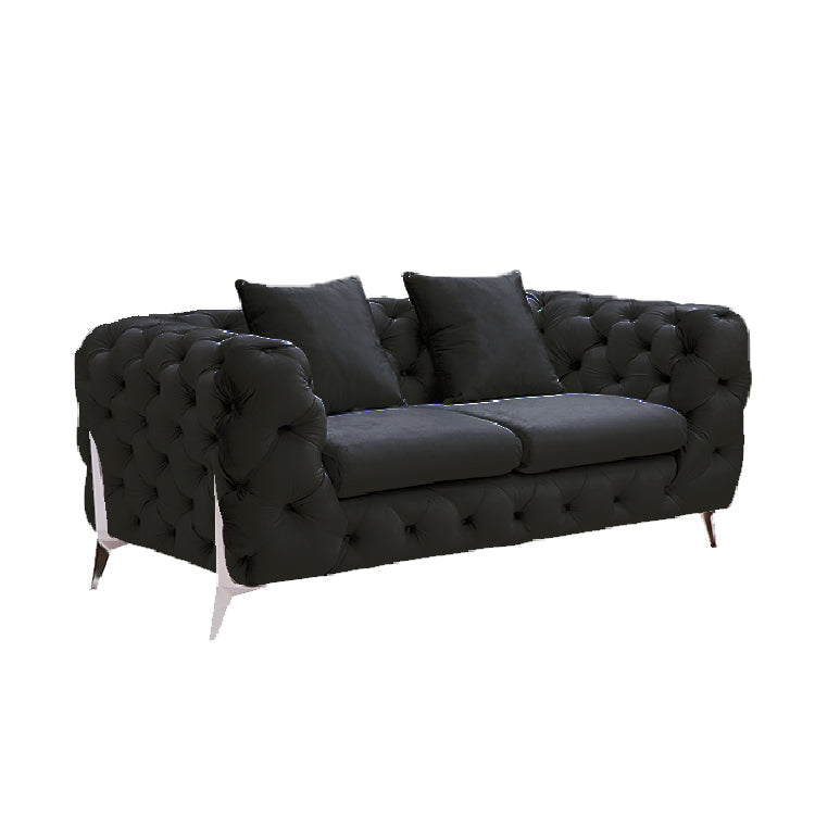 Grand Tufted Lounge - Black Velvet - Silver Legs - TRENDZ