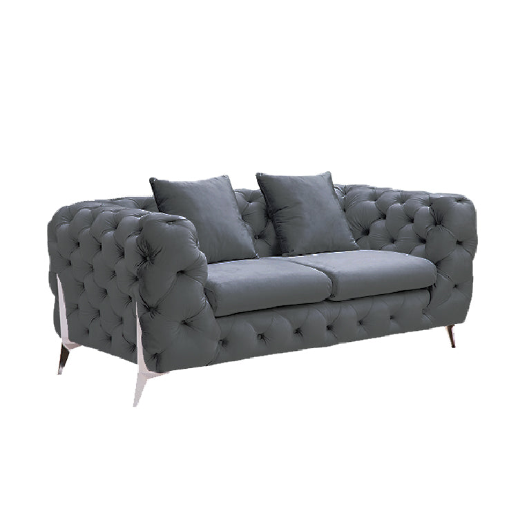 Grand Tufted Lounge - Dark Grey Velvet - Silver Legs - TRENDZ