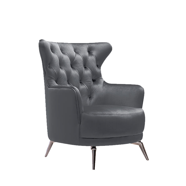 Grand Tufted Lounge - Dark Grey Velvet - Silver Legs - TRENDZ