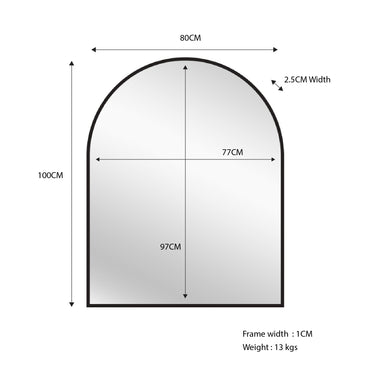 Black Metal Arch Mirror - Small 80cm x 100cm - TRENDZ