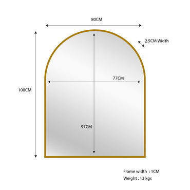 Gold Metal Arch Mirror - Small 80cm x 100cm - TRENDZ