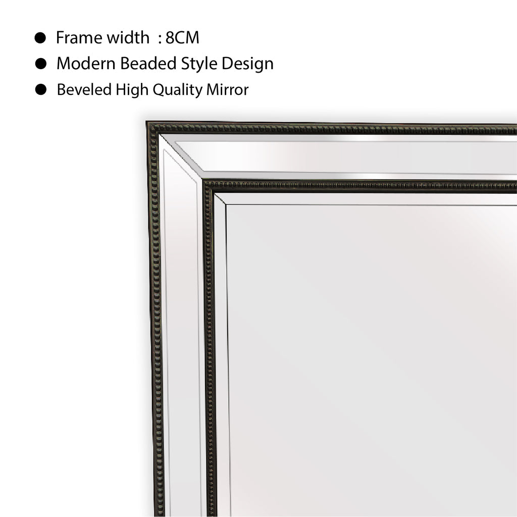 Black Beaded Framed Mirror - Rectangle 80cm x 110cm - TRENDZ