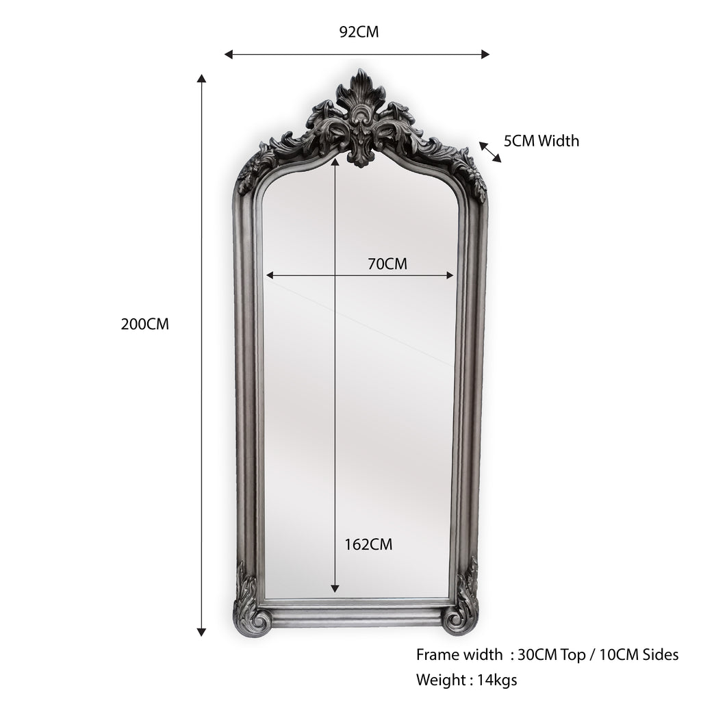 LUX Arch French Provincial Ornate Mirror - Antique Silver - TRENDZ