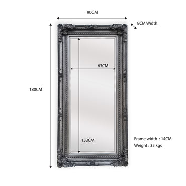LUX French Provincial Ornate Mirror - Antique Silver - TRENDZ
