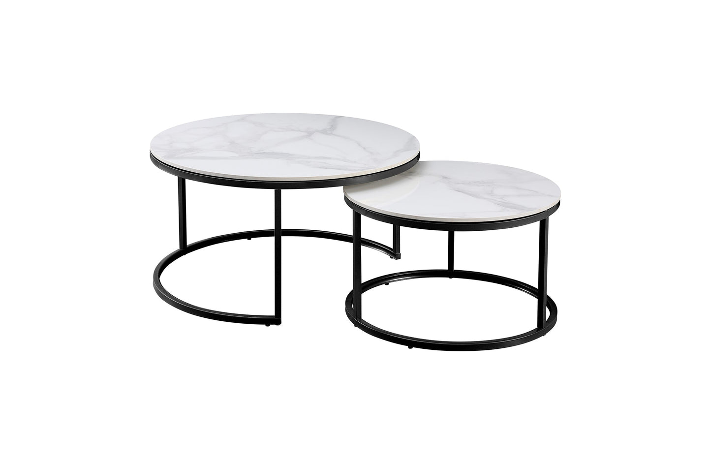 Nesting Style Coffee Table - White on Black - 80cm/60cm - TRENDZ