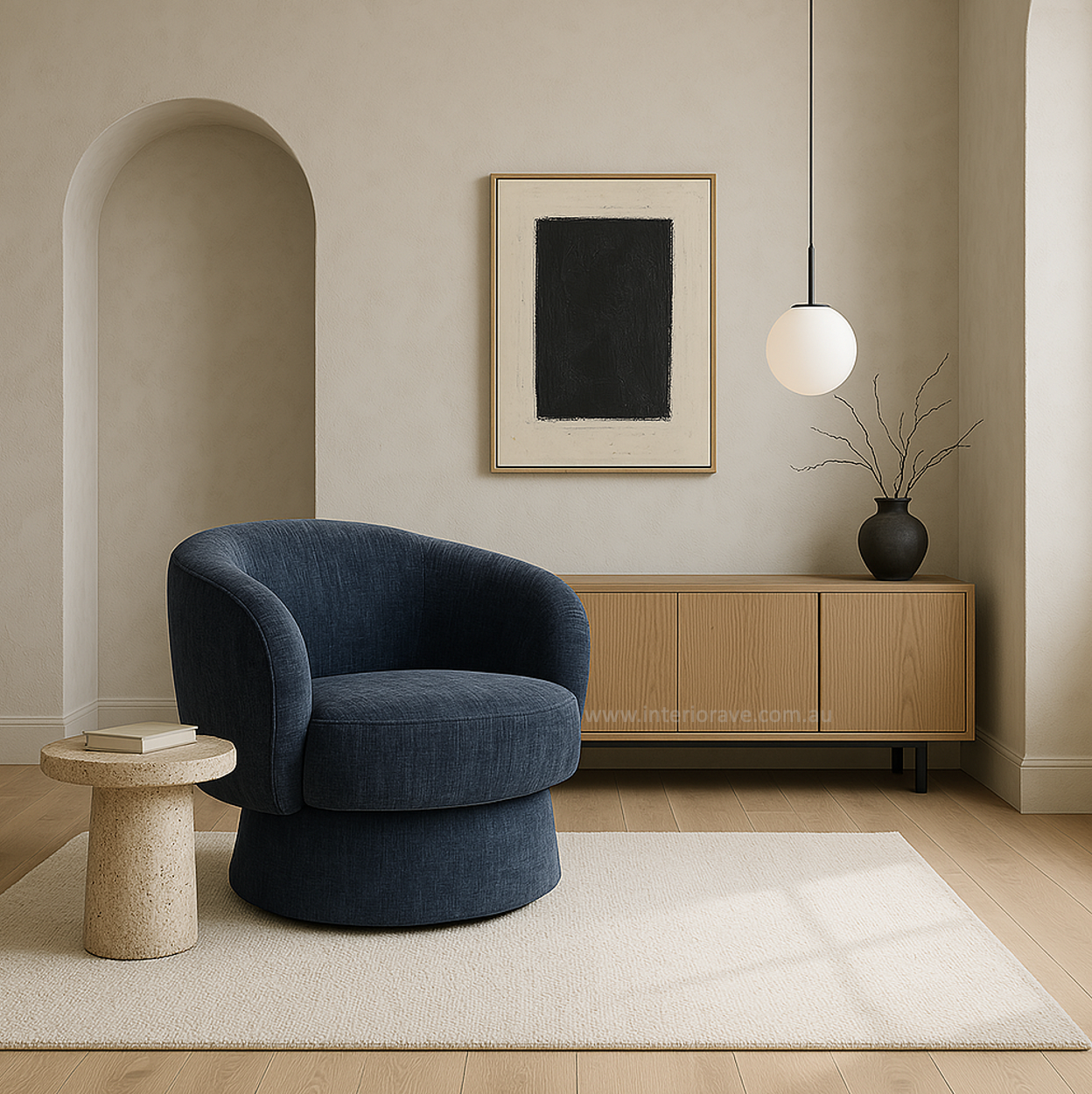 Celine Swivel Chair – Denim Chenille