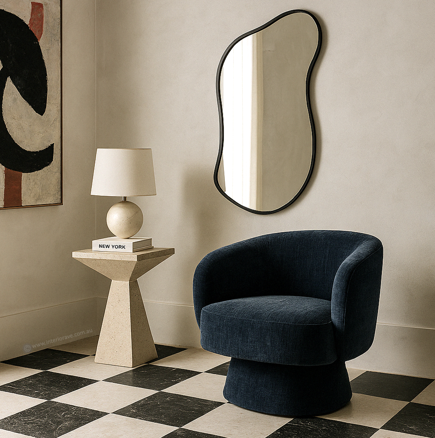 Celine Swivel Chair – Denim Chenille