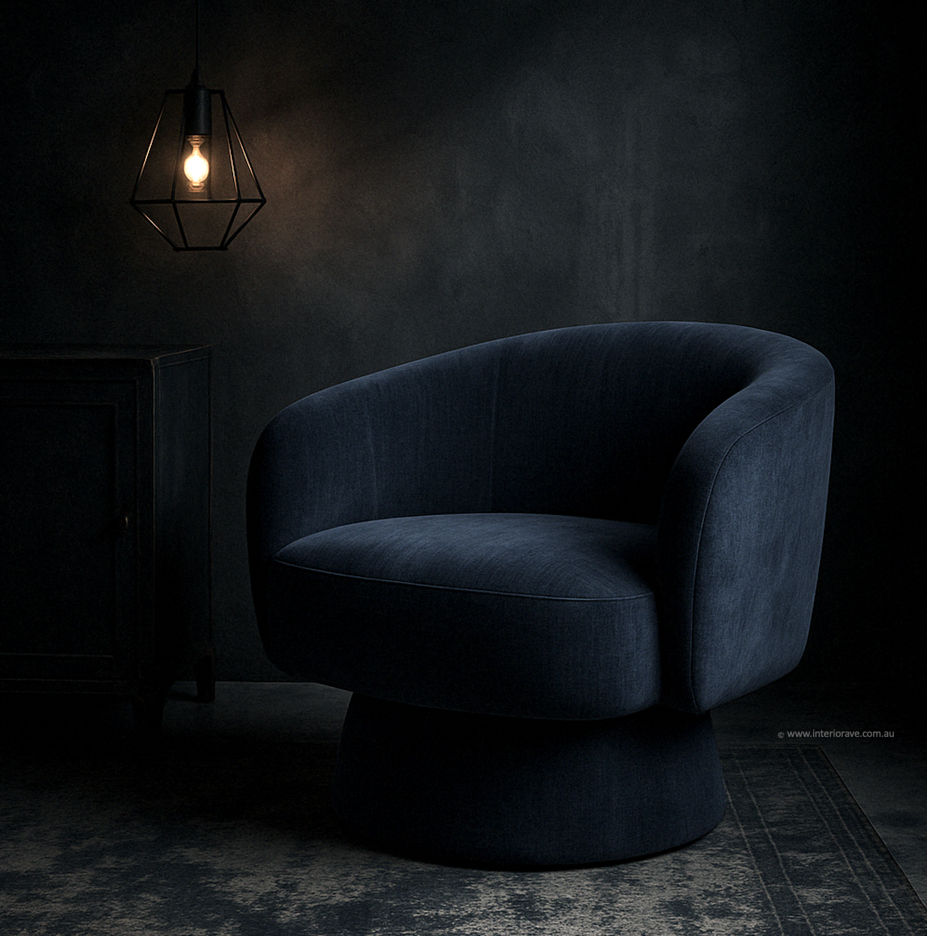 Celine Swivel Chair – Denim Chenille