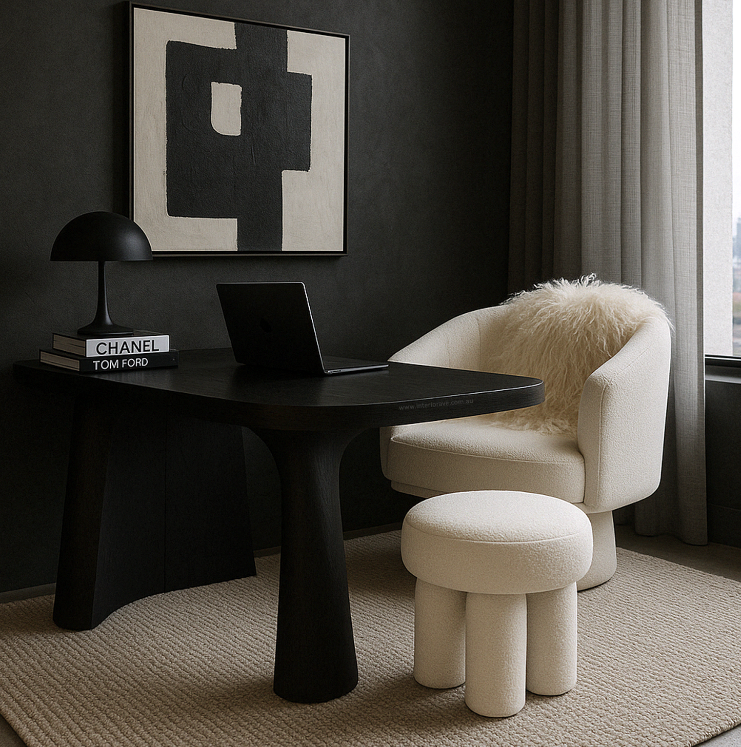 Celine Swivel Chair – Pearl White Chenille