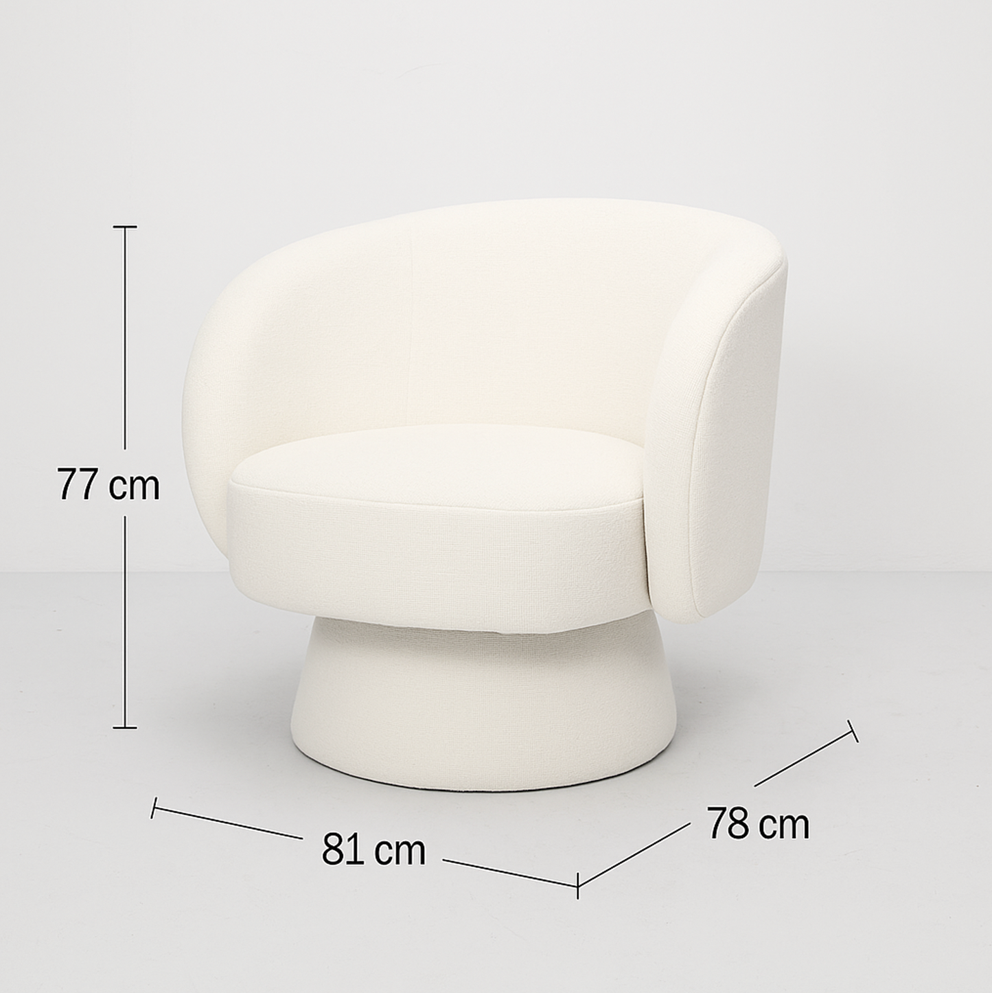Celine Swivel Chair – Pearl White Chenille