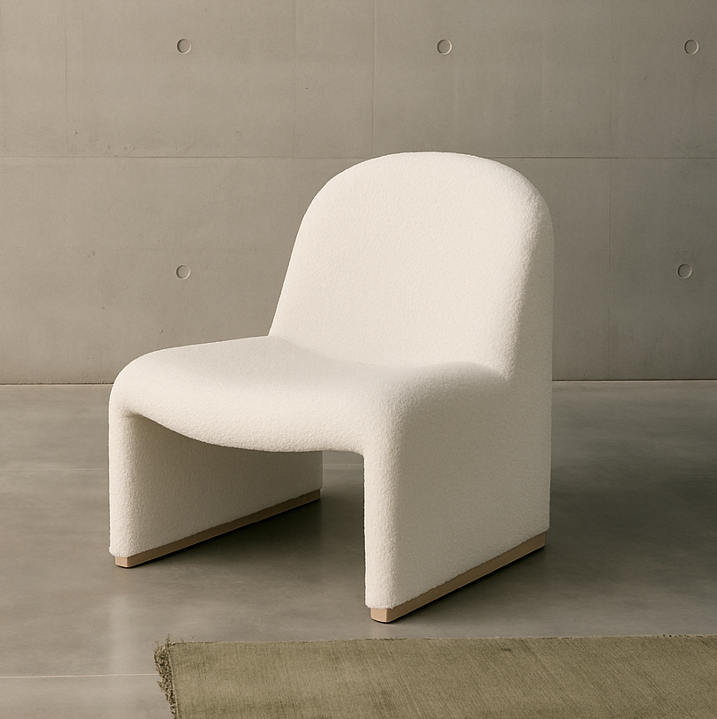 The Haven Nest Boucle Armchair – Sculptural White Serenity