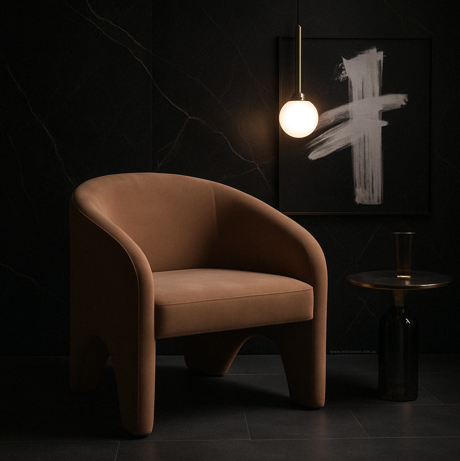 Interior Ave - Nova Sculptural Accent Chair – Velvet Chocolate - TRENDZ