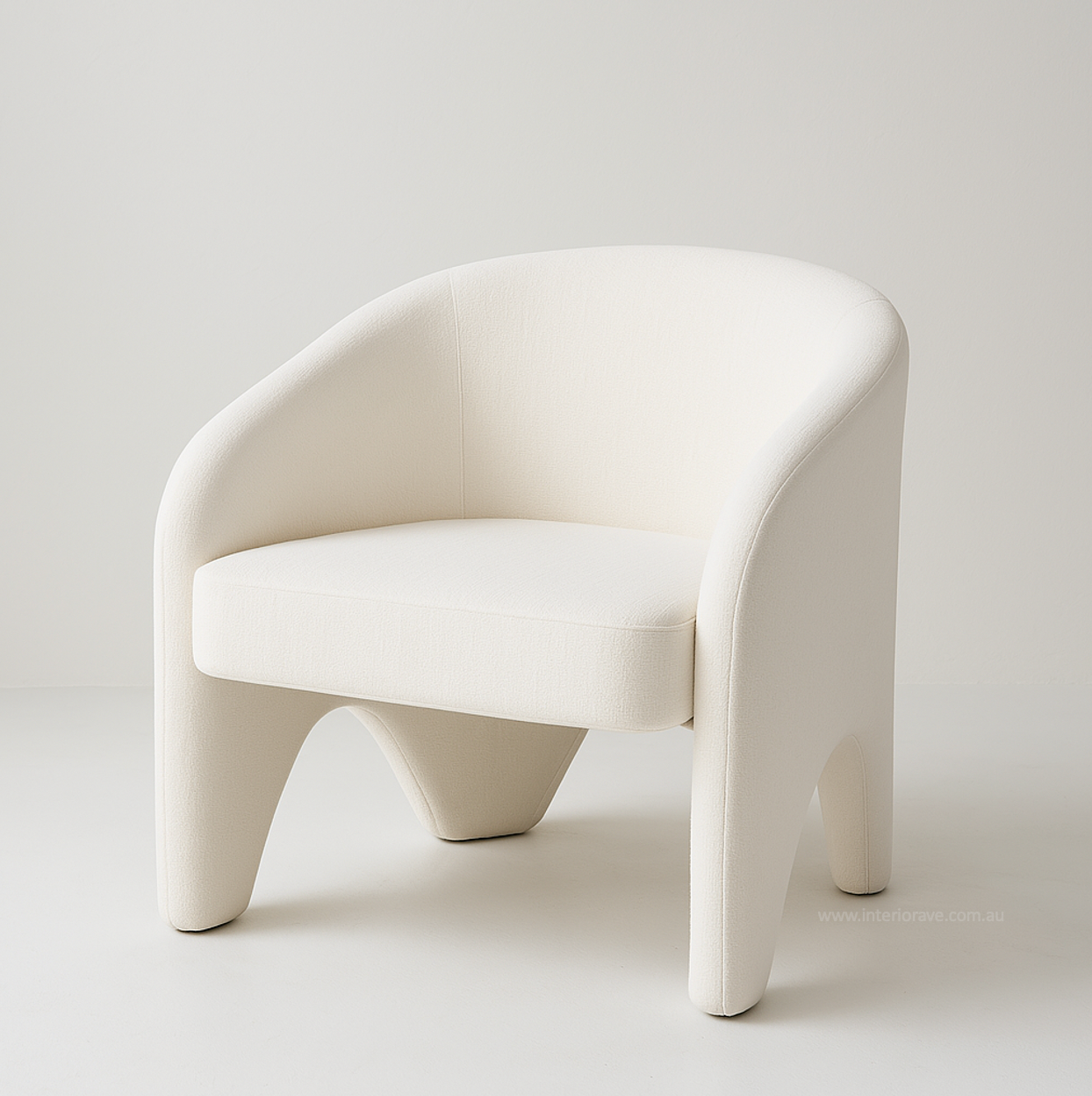 Nova Arc Armchair – White Textured Chenille