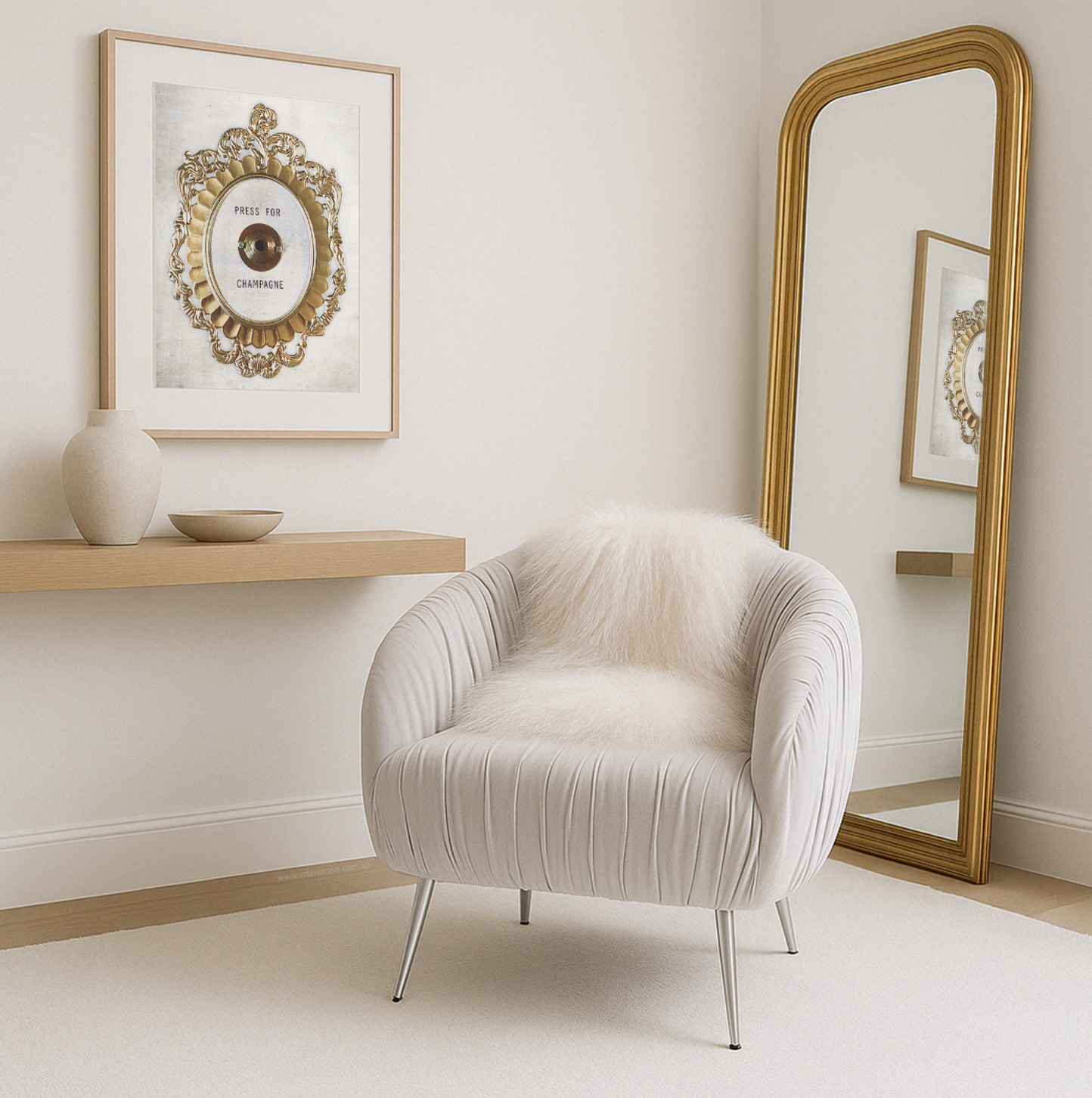 Interior Ave - Vespa Pleated Velvet Accent Chair – Pearl Grey - TRENDZ