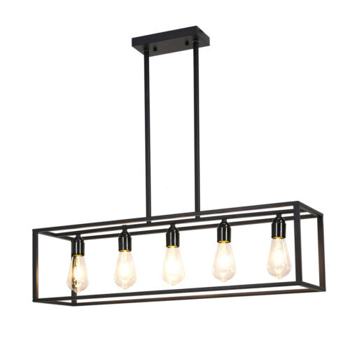 Interior Ave Industrial 5-Light Chandelier – Black Farmhouse Ceiling Fixture