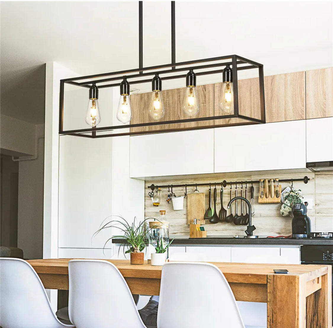Interior Ave Industrial 5-Light Chandelier – Black Farmhouse Ceiling Fixture