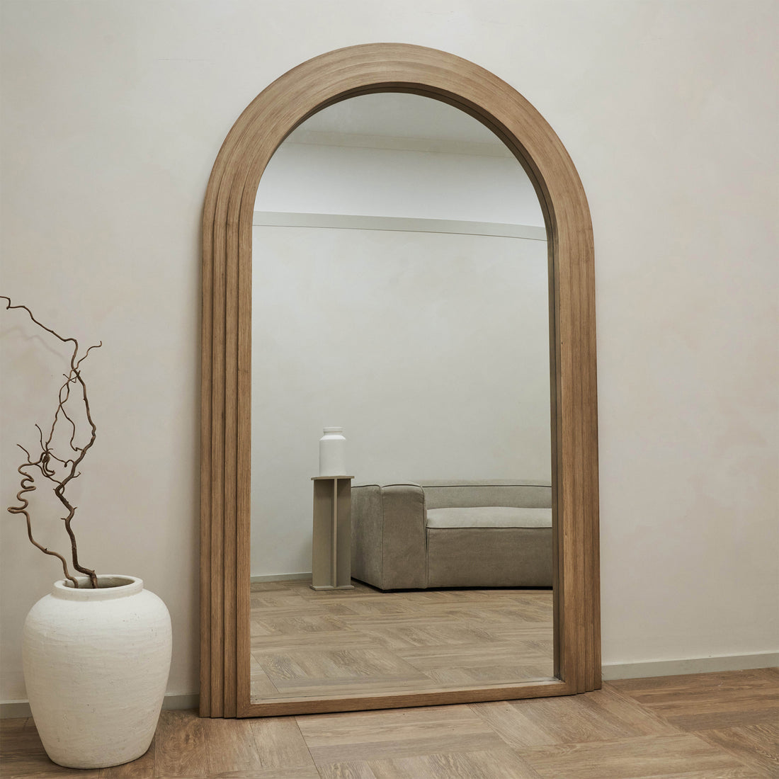 Sierra Arched Step Mirror – Sculptural Oak Wood Statement Piece