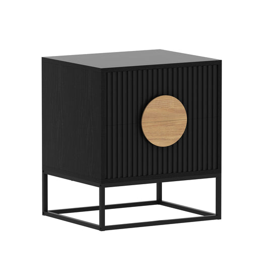 Belmonte Fluted Bedside Table in Black - TRENDZ