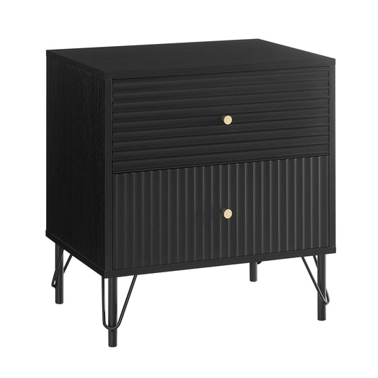Lisa Wavy Fluted Bedside Table in Black - TRENDZ