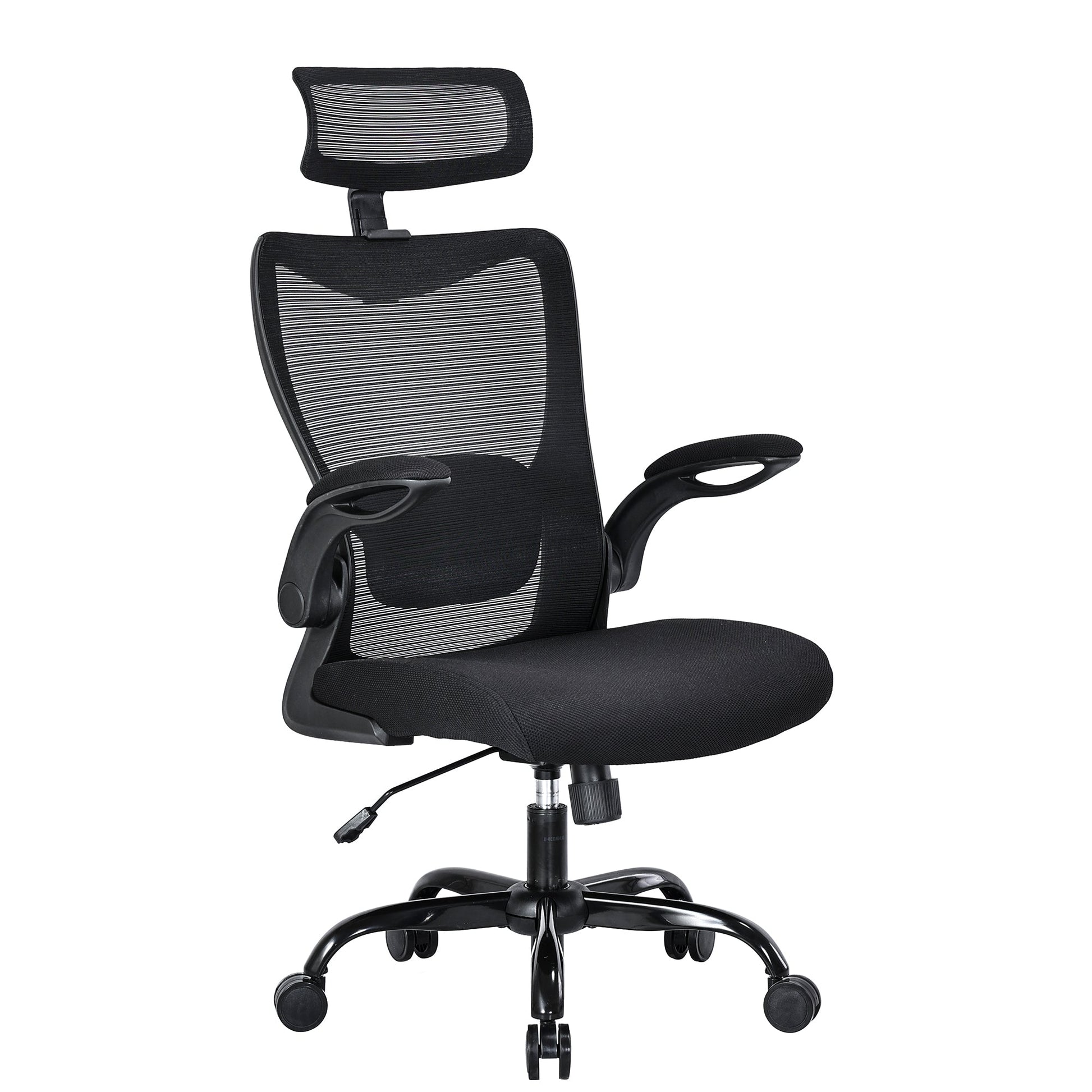 MONA Ergonomic High Back Flipped Armrest Task Chair In Black - TRENDZ