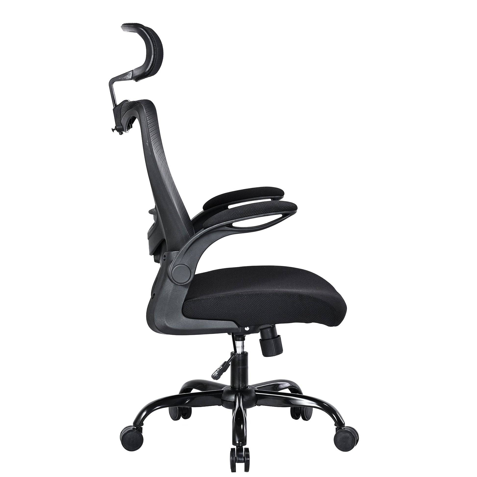 MONA Ergonomic High Back Flipped Armrest Task Chair In Black - TRENDZ