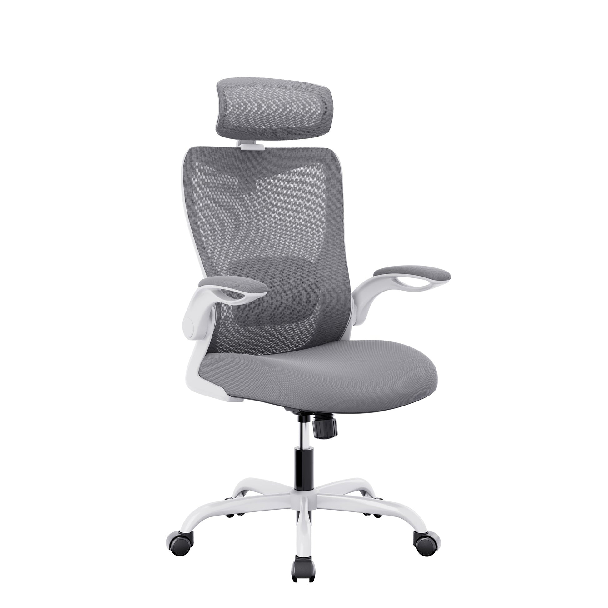 MONA Ergonomic High Back Flipped Armrest Task Chair In Grey - TRENDZ