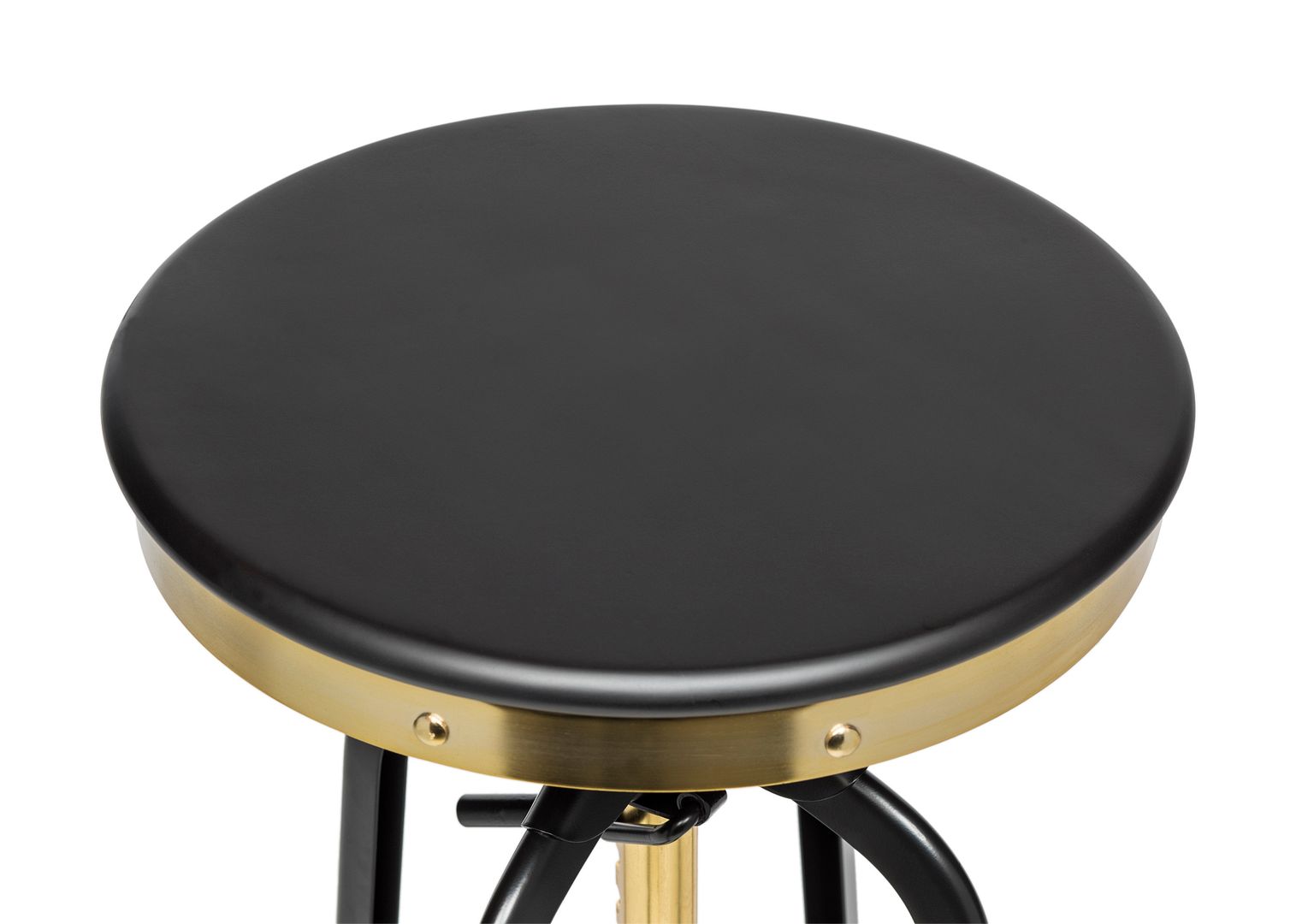 Industrial Wooden Height Adjustable Swivel Bar Stool - Gold Black - TRENDZ