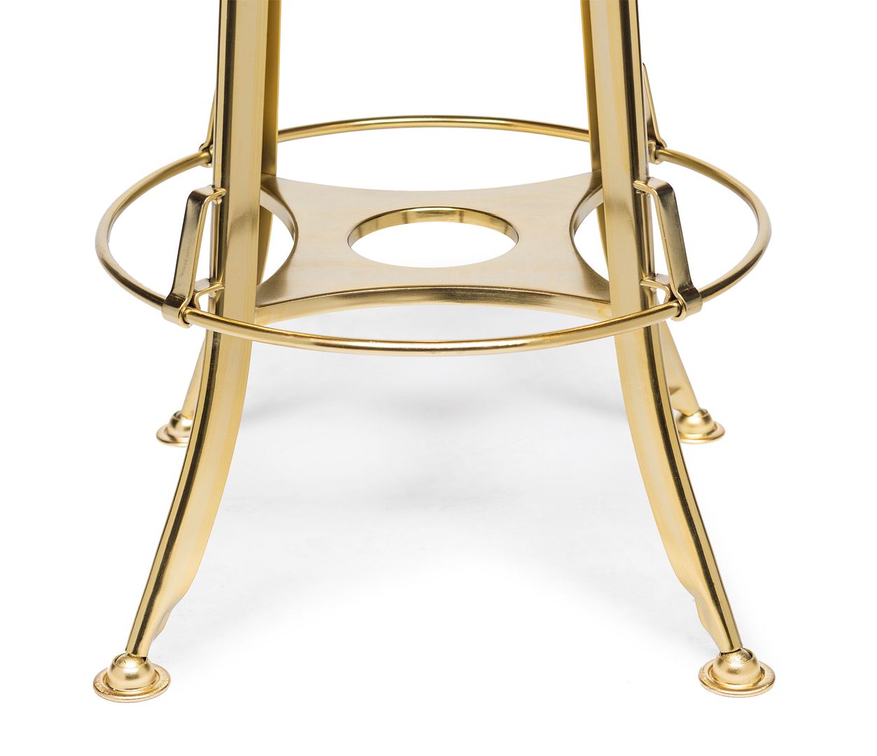 Industrial Height Adjustable Swivel Bar Stool with Oak Wood Top - Gold Finish - TRENDZ