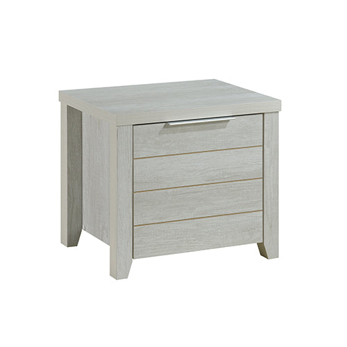 4 Pieces Bedroom Suite Natural Wood Like MDF Structure Queen Size White Ash Colour Bed, Bedside Table & Tallboy - TRENDZ