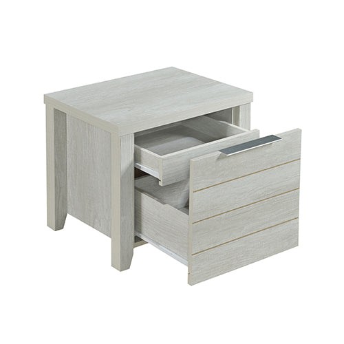 4 Pieces Bedroom Suite Natural Wood Like MDF Structure Queen Size White Ash Colour Bed, Bedside Table & Tallboy - TRENDZ