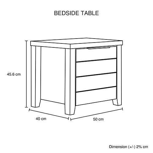 4 Pieces Bedroom Suite Natural Wood Like MDF Structure Queen Size White Ash Colour Bed, Bedside Table & Tallboy - TRENDZ